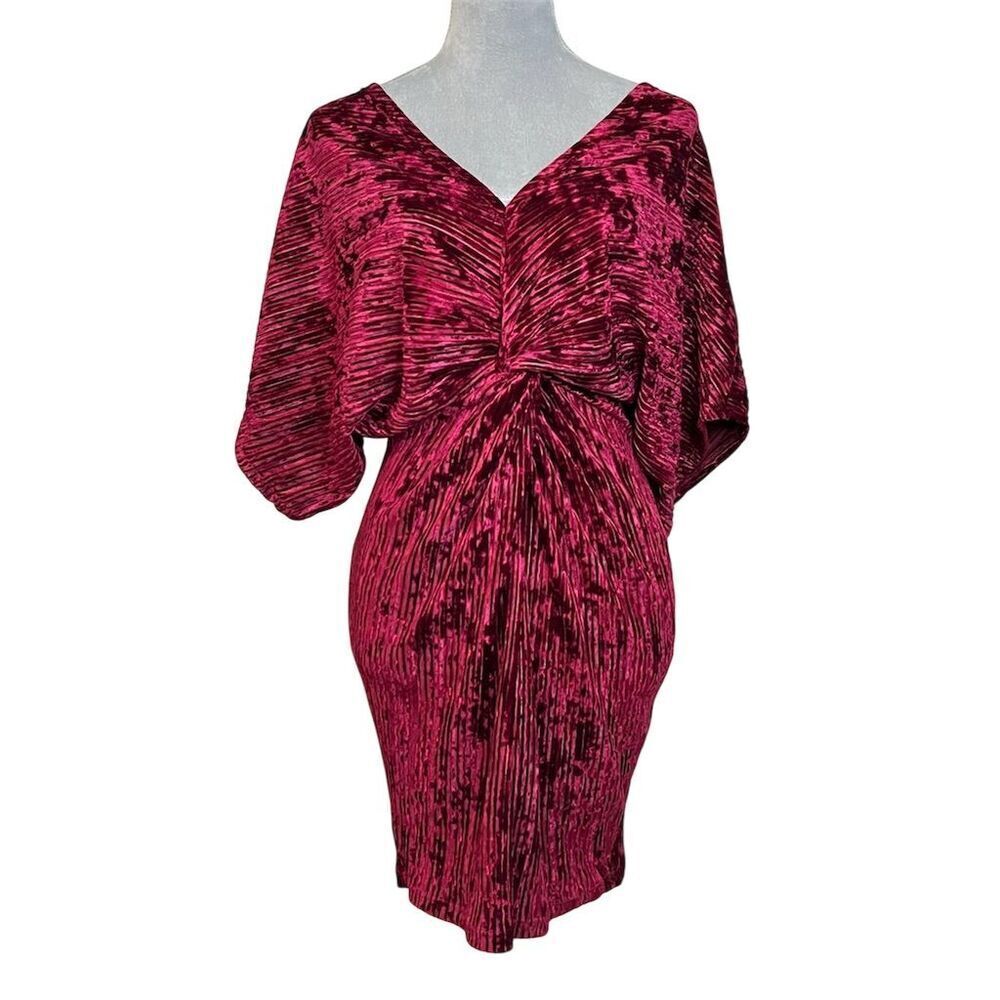 Karlie Sexy Burgundy V-Neck Velvet Mini Dress S Formal Fall Party Cocktail